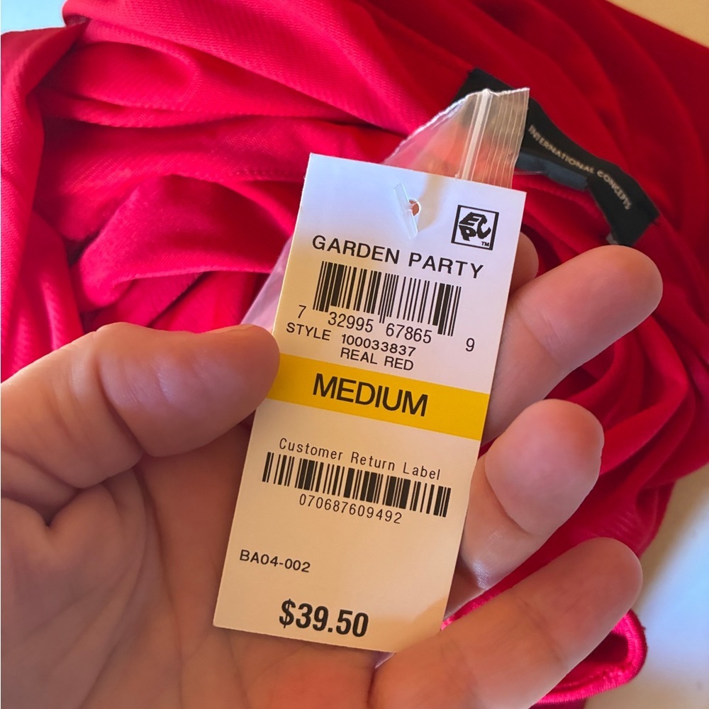 I.N.C. One-Shoulder Choker Top, Created for Macy's, Cherry Red, Size Medium - Picture 8 of 9